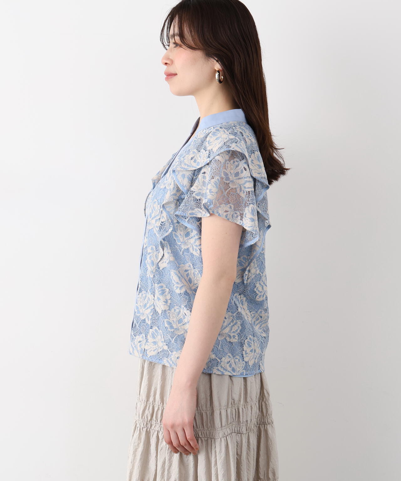 フラワーレースコンビブラウス