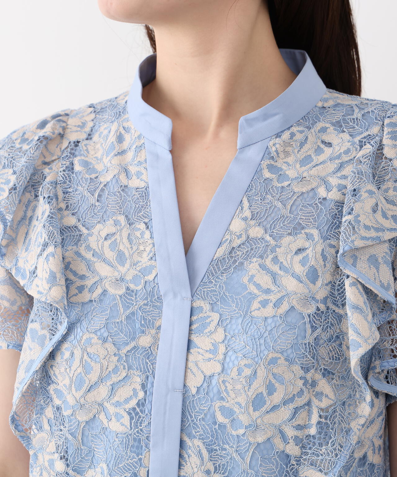 フラワーレースコンビブラウス