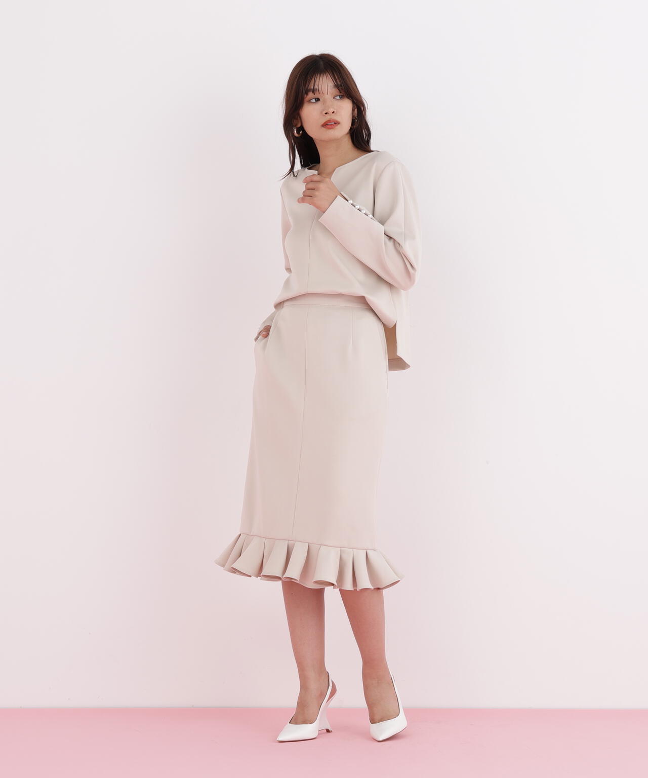 ラッフルヘムジャージスカート
