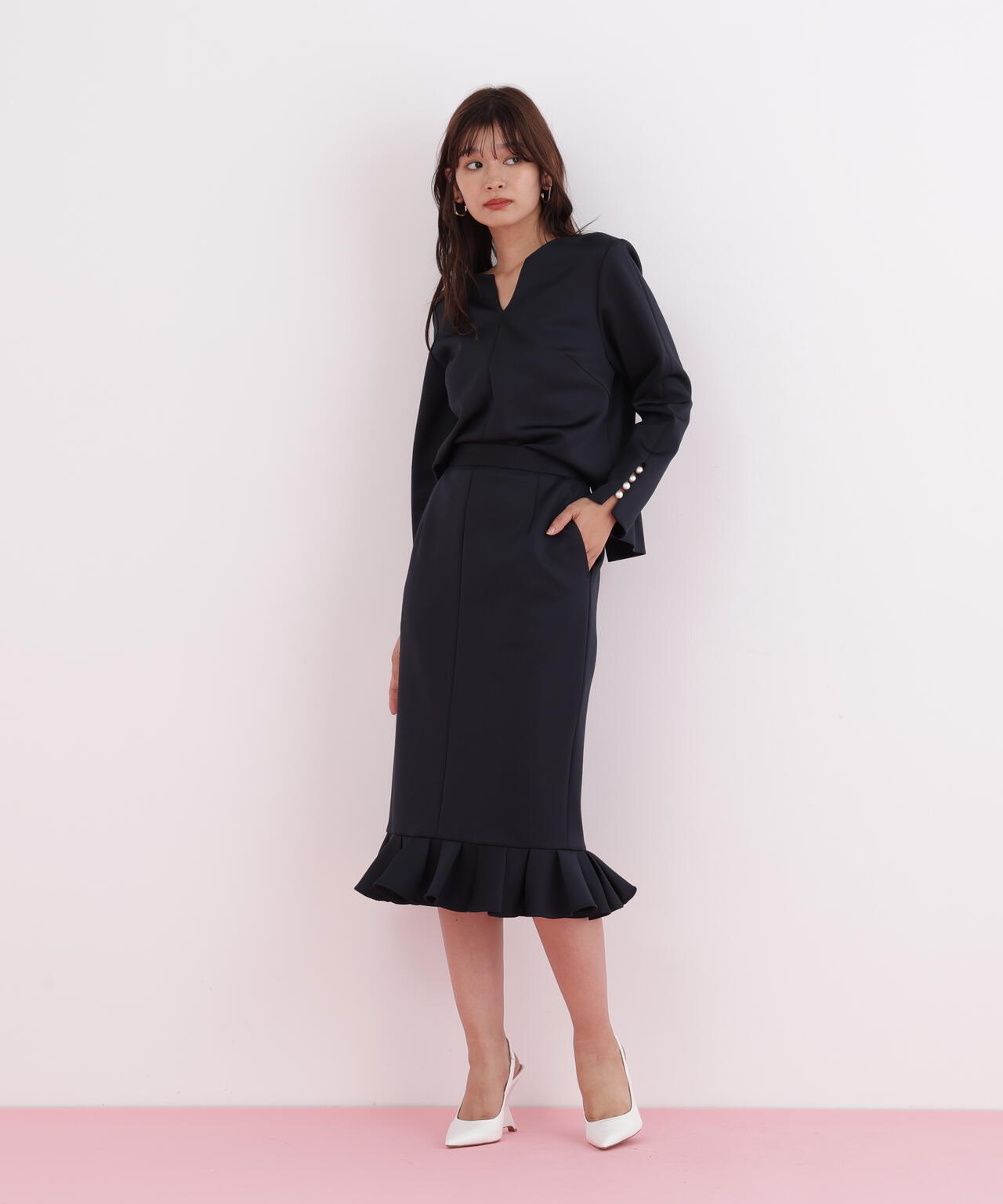 ラッフルヘムジャージスカート