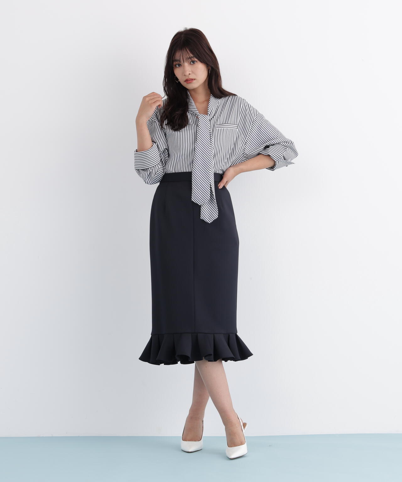 ラッフルヘムジャージスカート