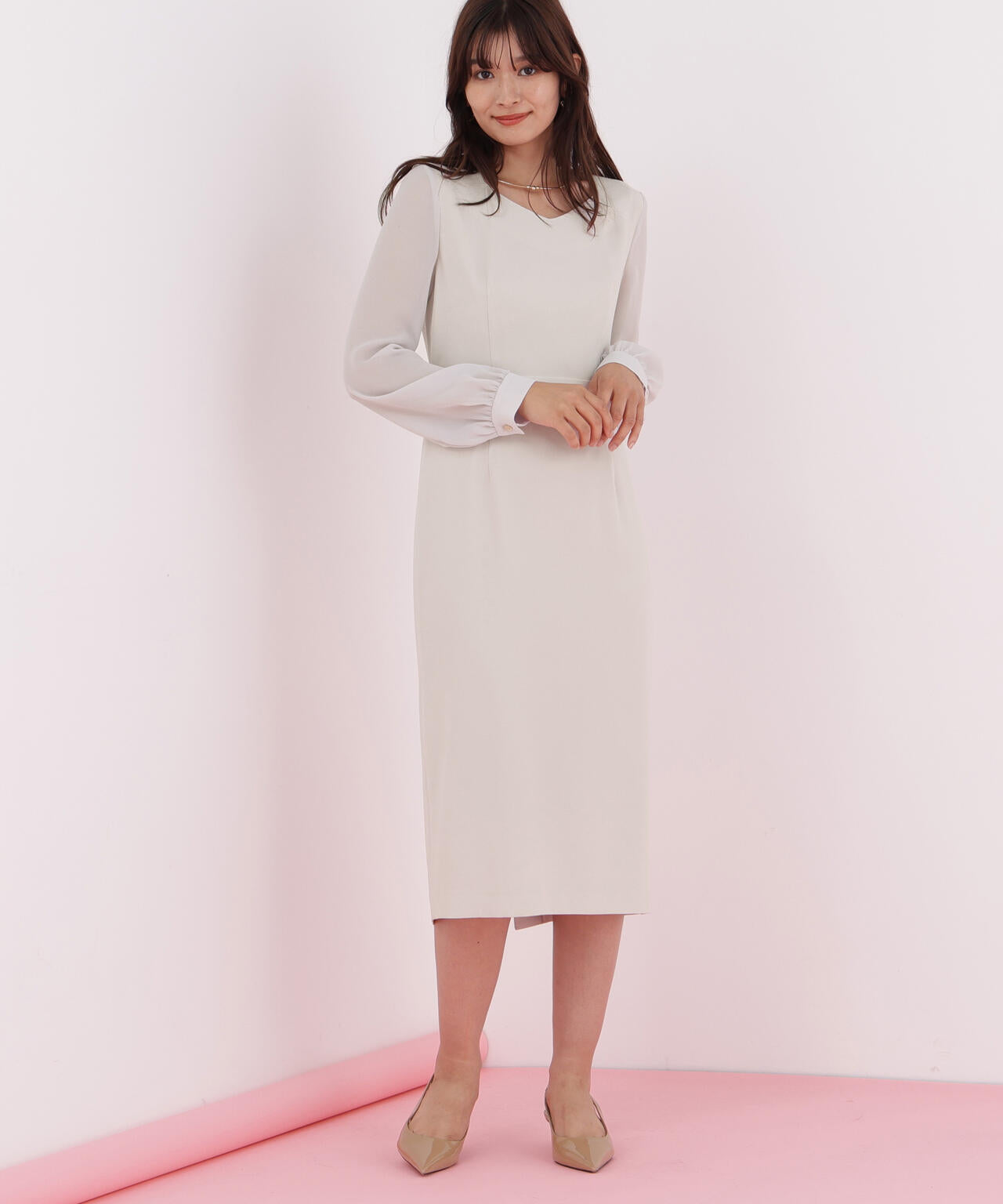 ダイヤモンドネックコンビワンピース