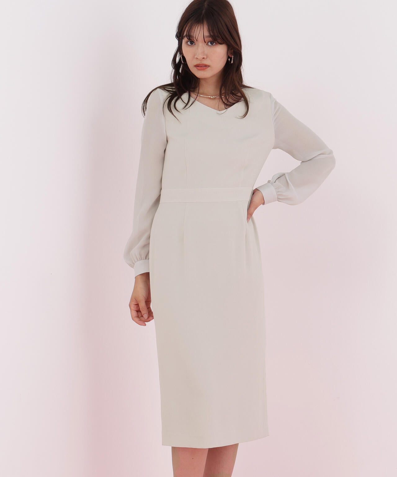 ダイヤモンドネックコンビワンピース