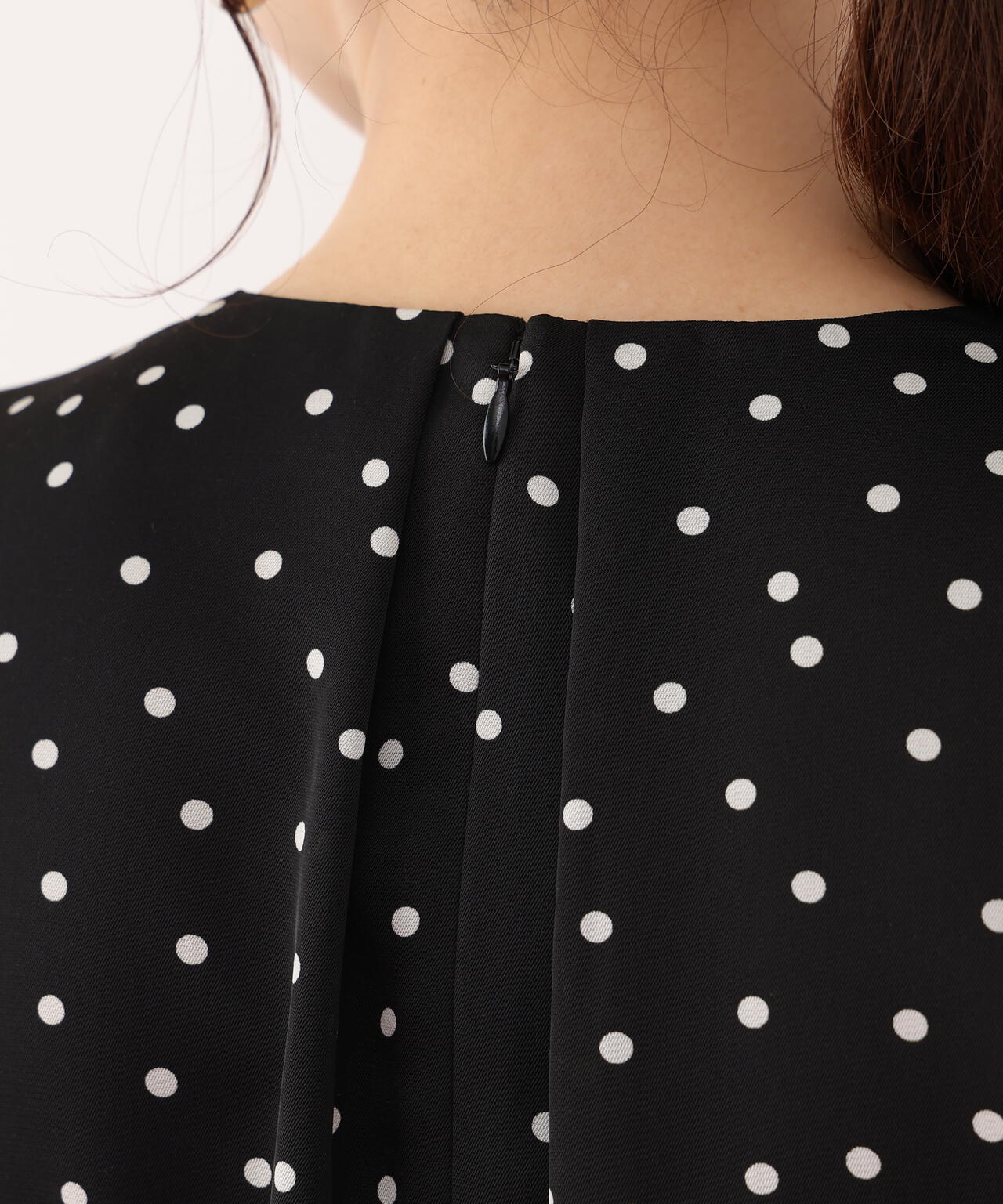 ドットプリントリボンワンピース