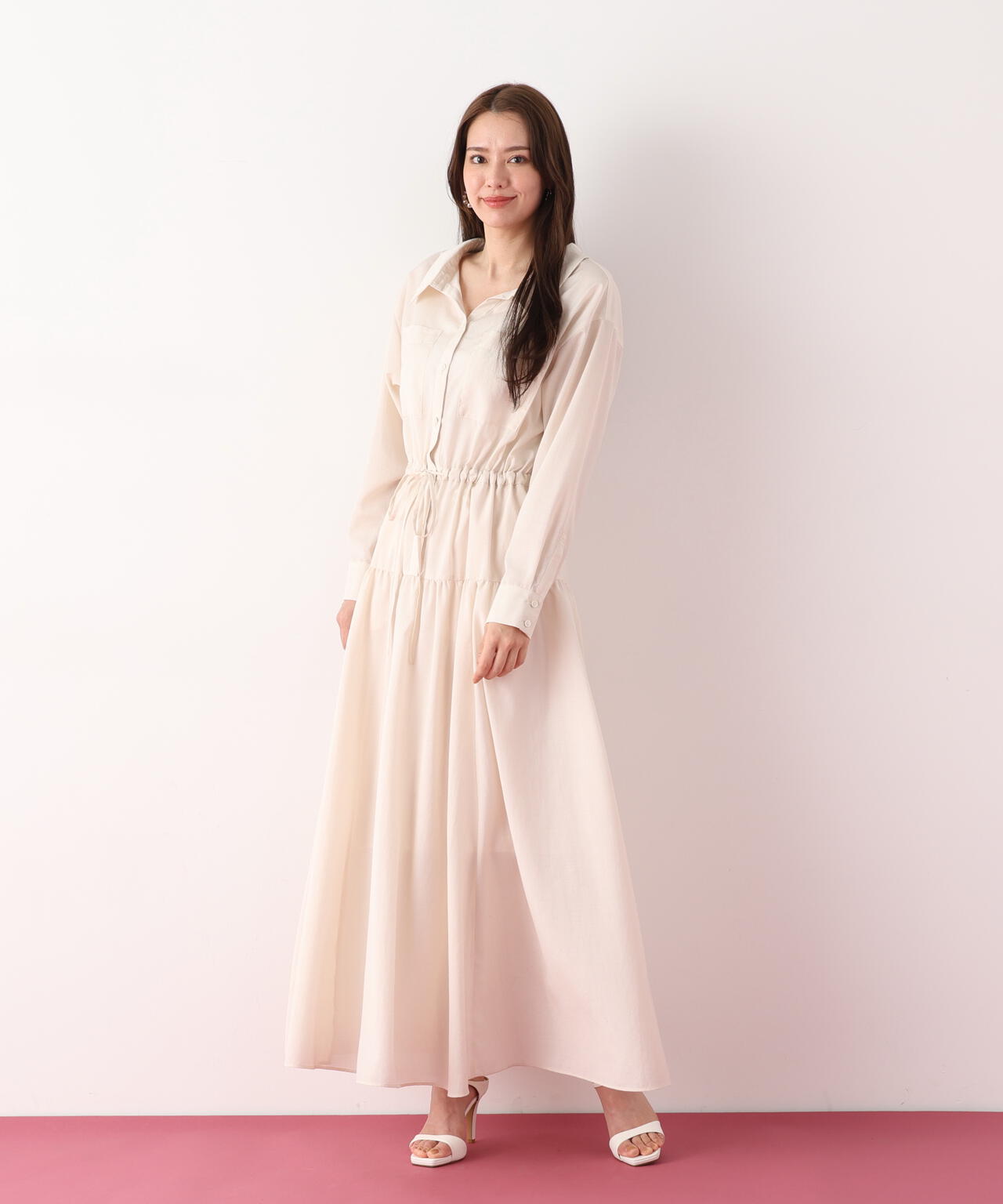 ブライトローンロングシャツワンピース