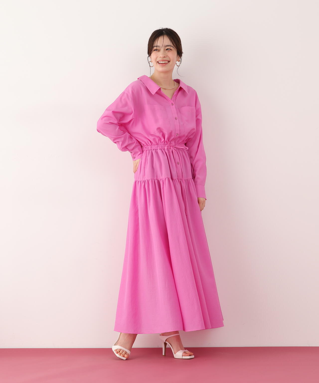 ブライトローンロングシャツワンピース