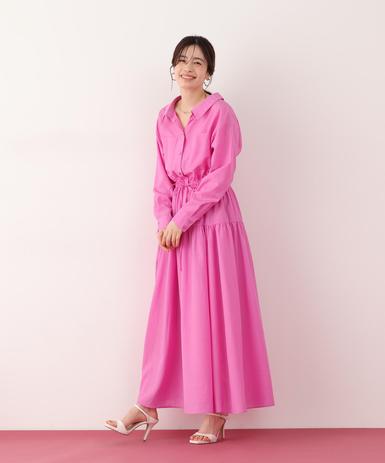 ブライトローンロングシャツワンピース