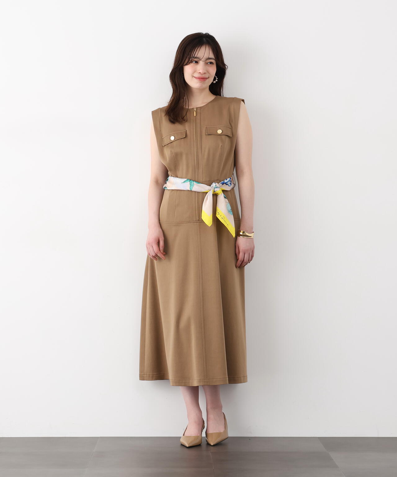 フロントファスナーデニムワンピース