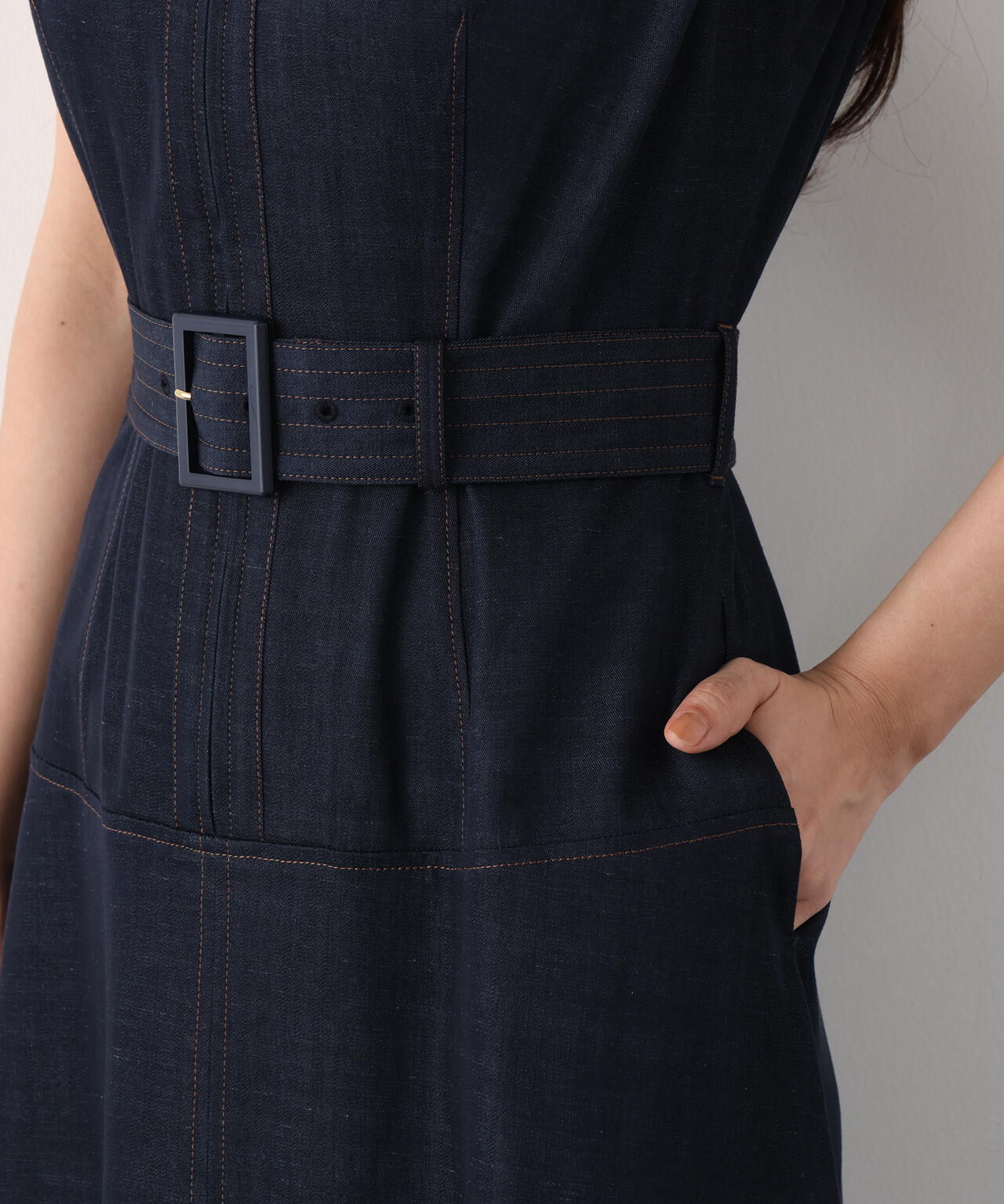 フロントファスナーデニムワンピース