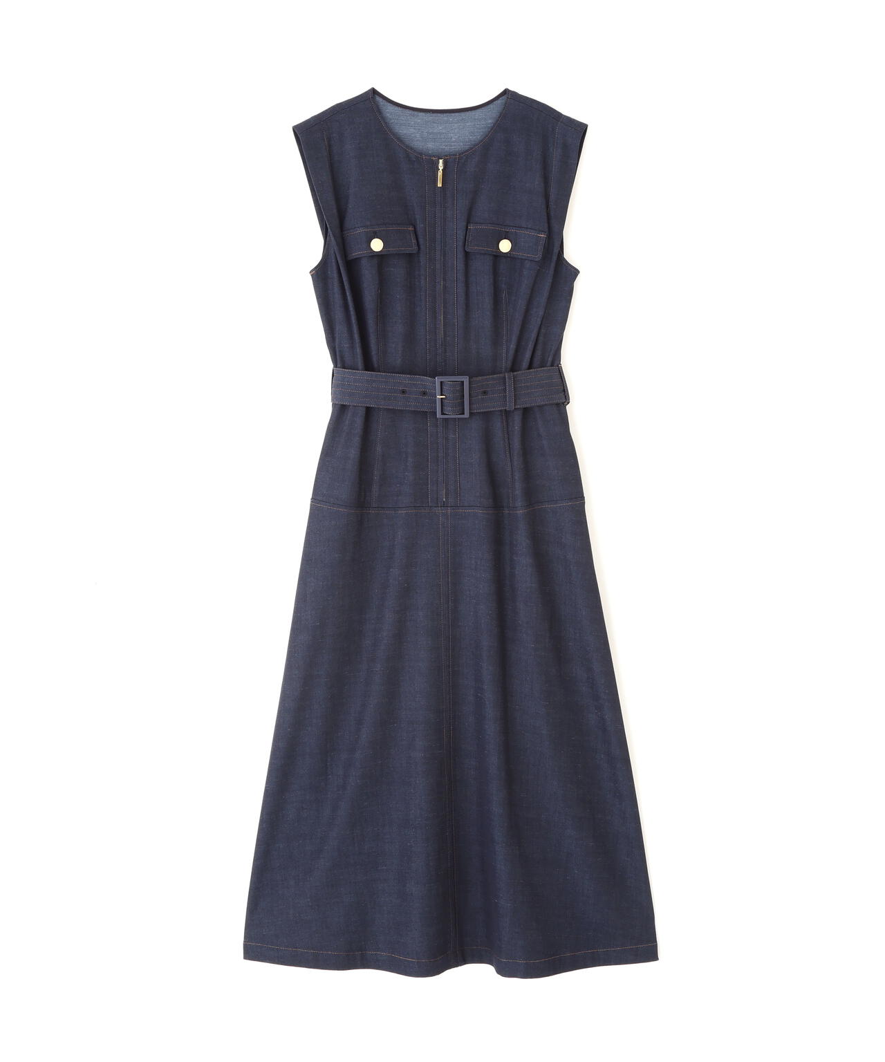 フロントファスナーデニムワンピース