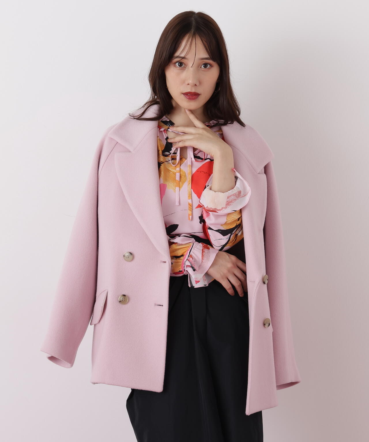 ダブルブレストショートコート