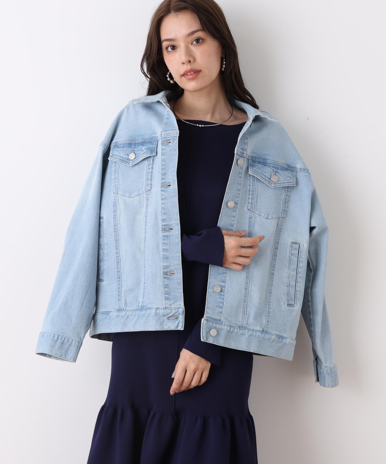 ルーズカラーデニムジャケット