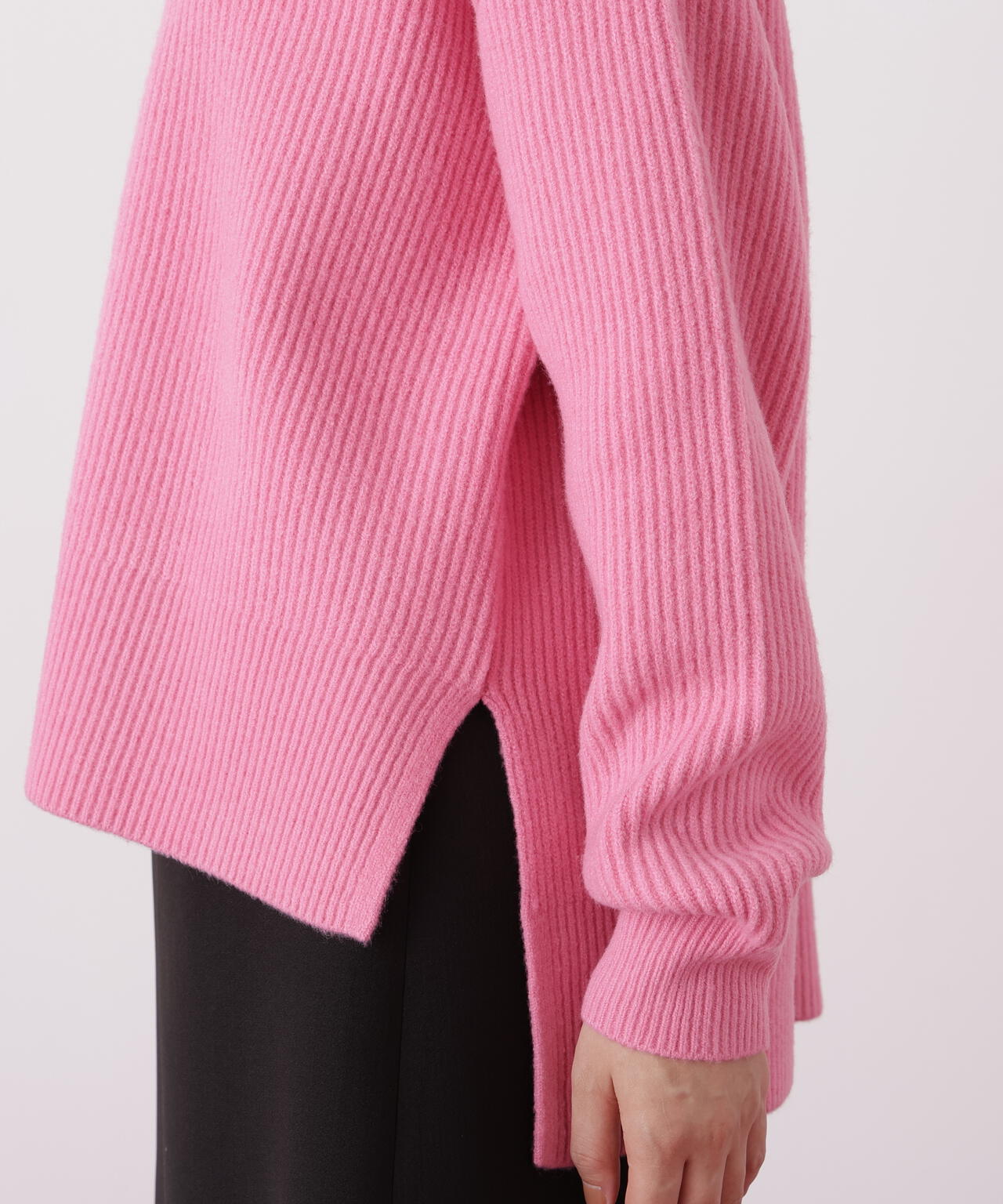 フードスヌード付きニットプルオーバー