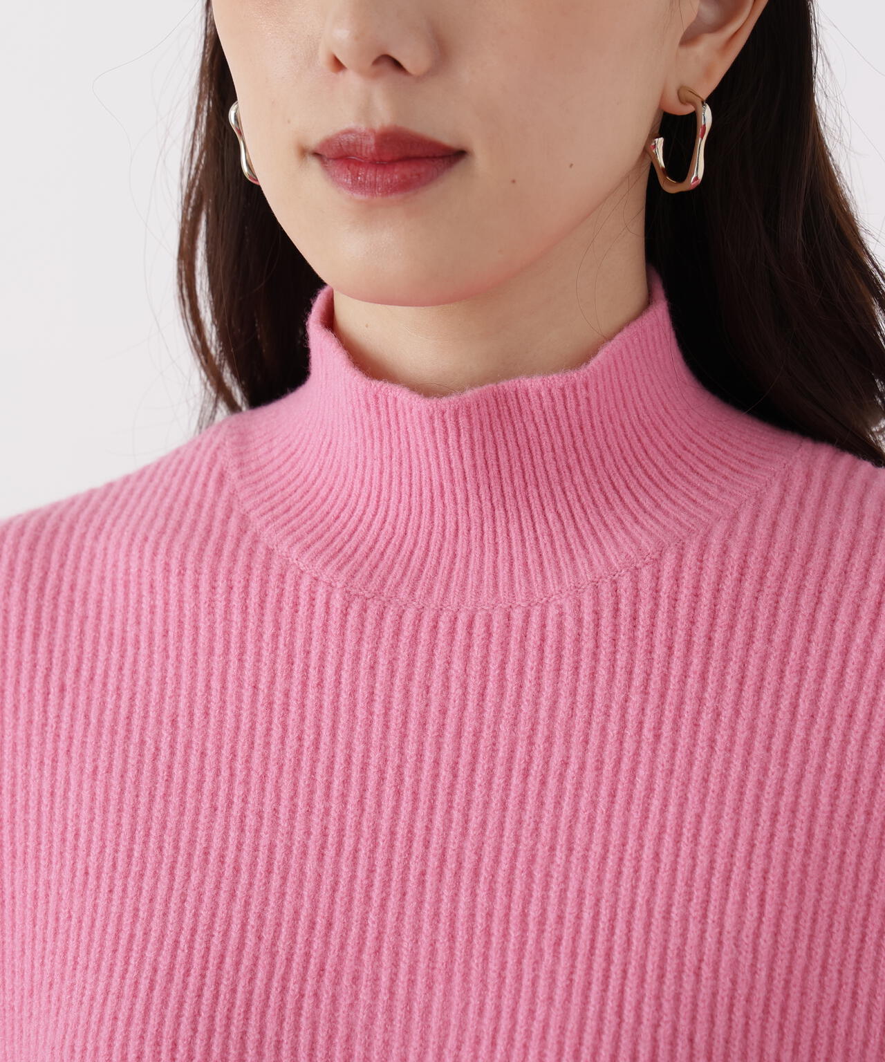 フードスヌード付きニットプルオーバー