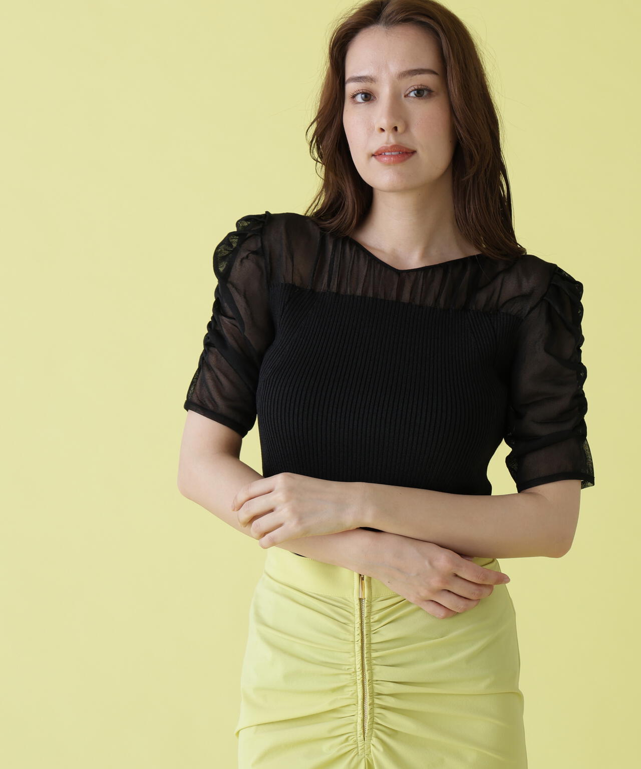 ラメニットシアーコンビプルオーバー