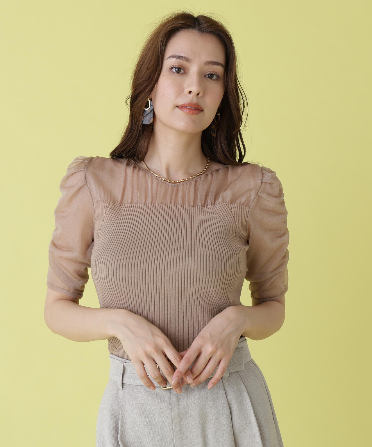 ラメニットシアーコンビプルオーバー