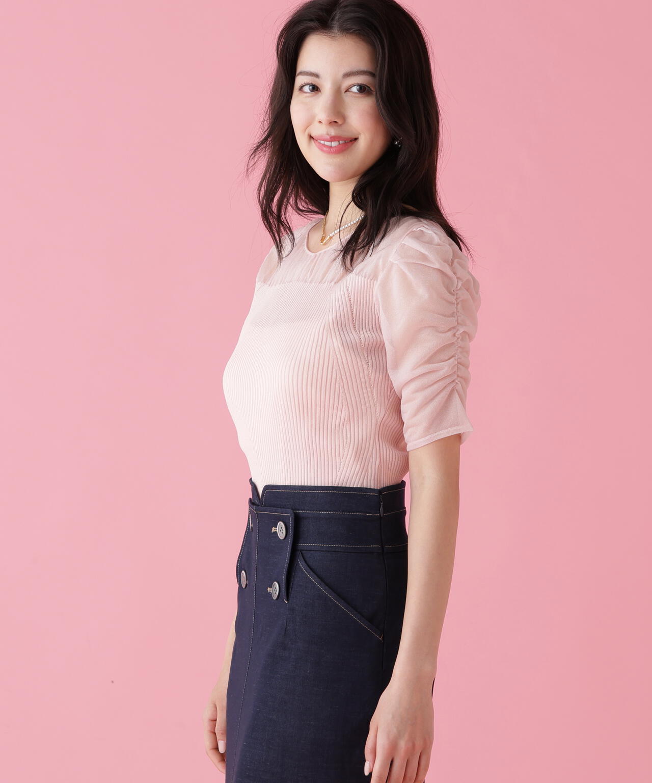 ラメニットシアーコンビプルオーバー