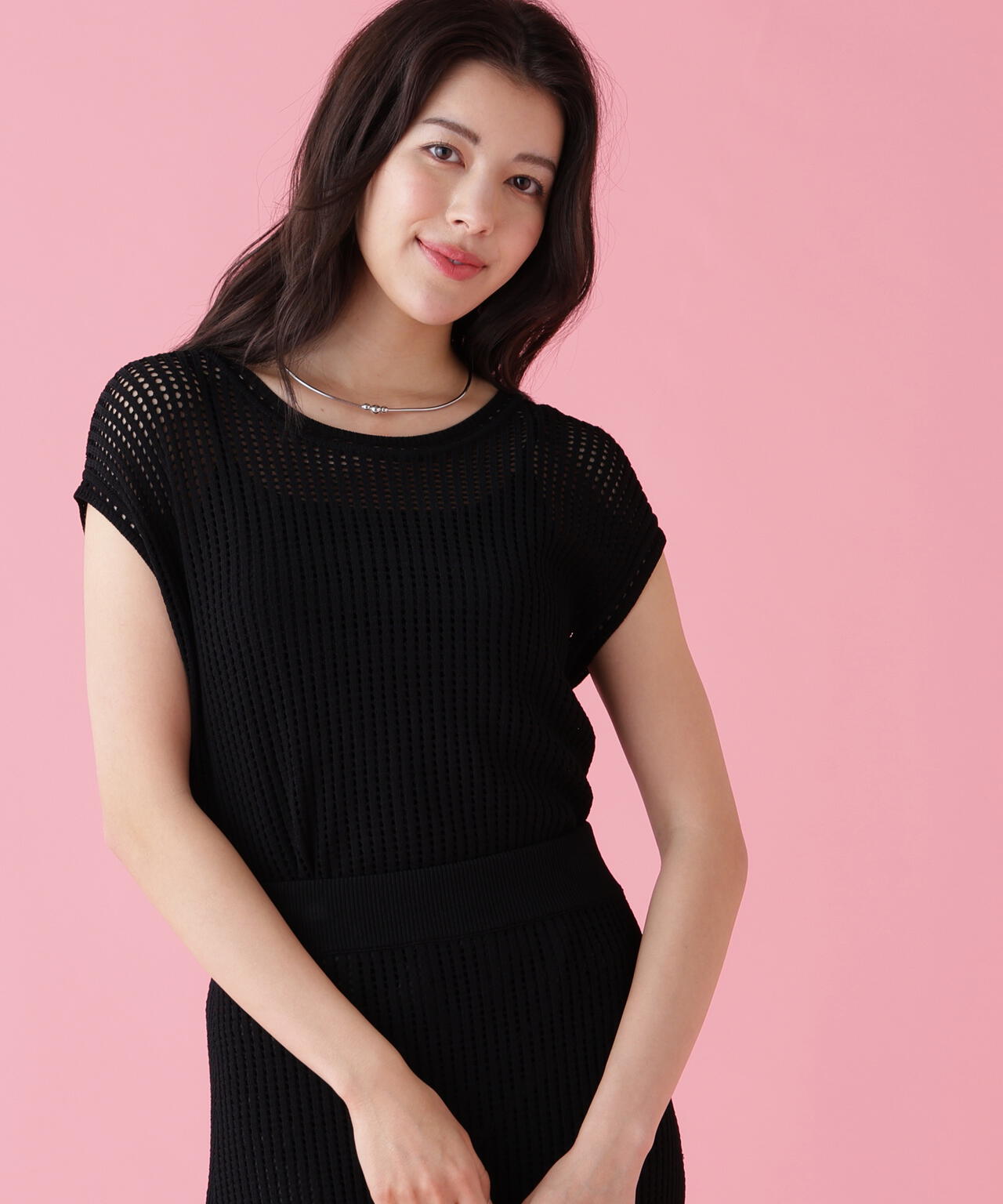 メッシュニットプルオーバー