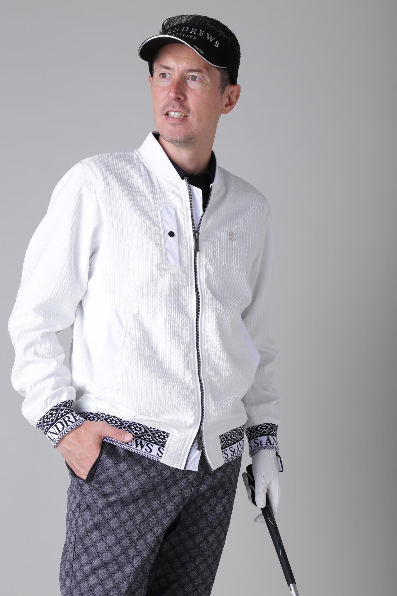 小紋千鳥ふくれジャガード ブルゾン (MENS)