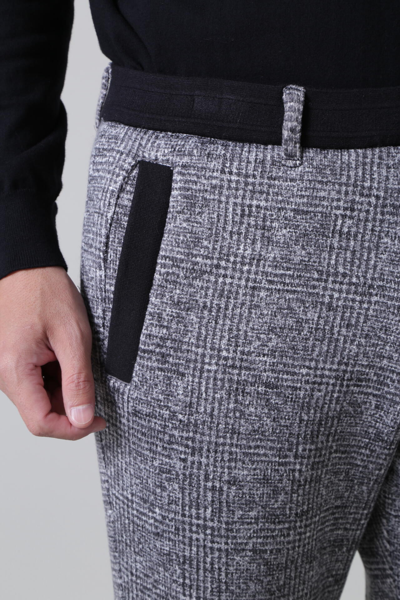 ツイード風裏起毛中綿キルトパンツ (MENS)