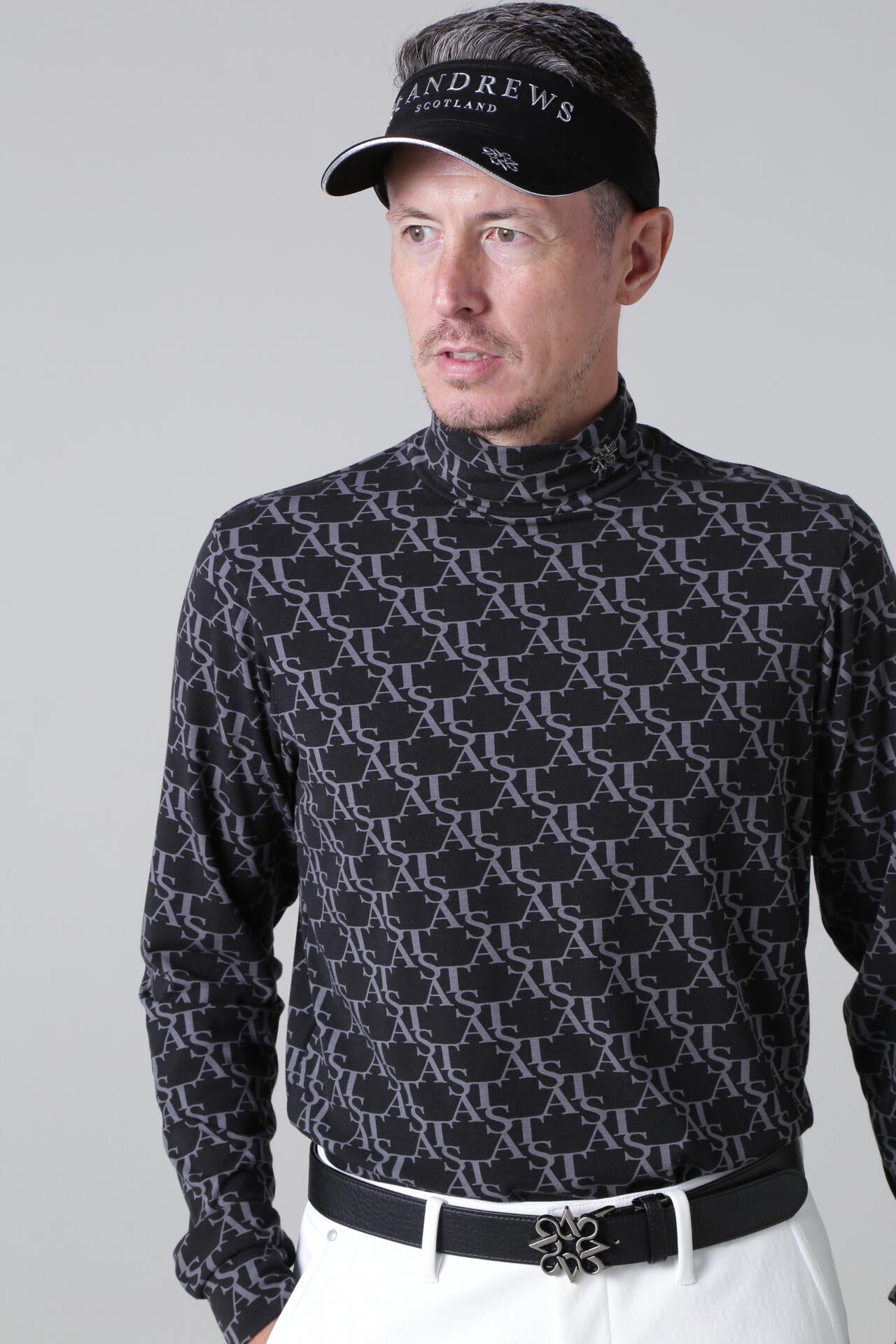 STAモノグラムプリント長袖ハイネックカットソー (MENS)