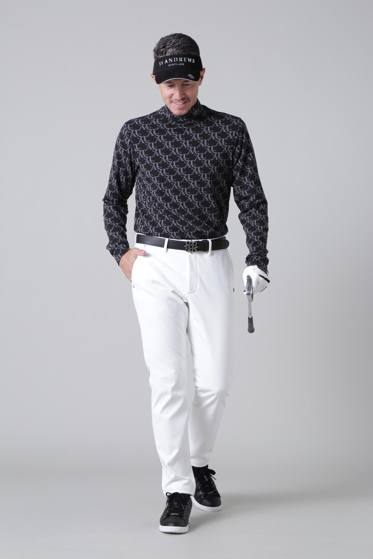 STAモノグラムプリント長袖ハイネックカットソー (MENS)