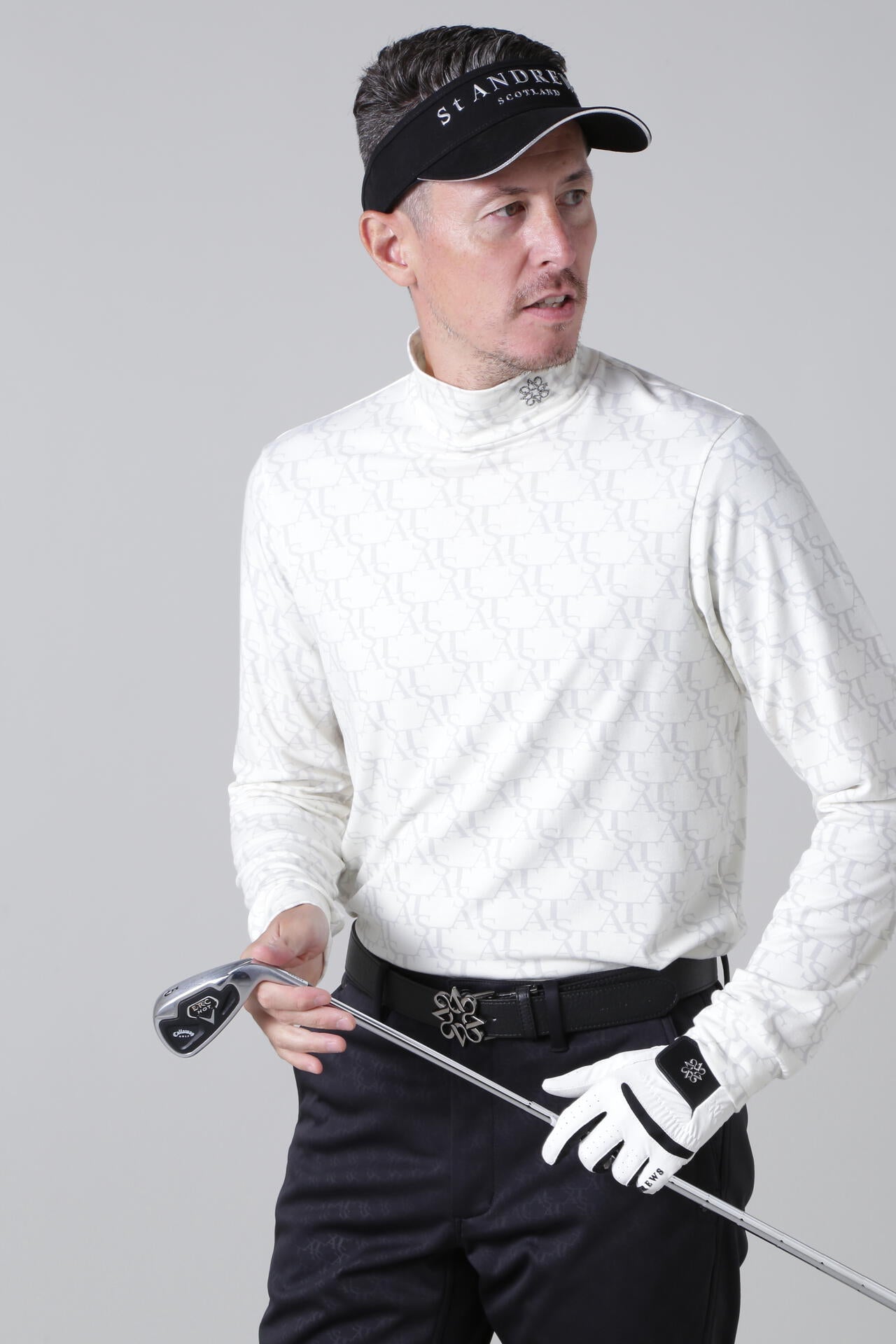 STAモノグラムプリント長袖ハイネックカットソー (MENS)