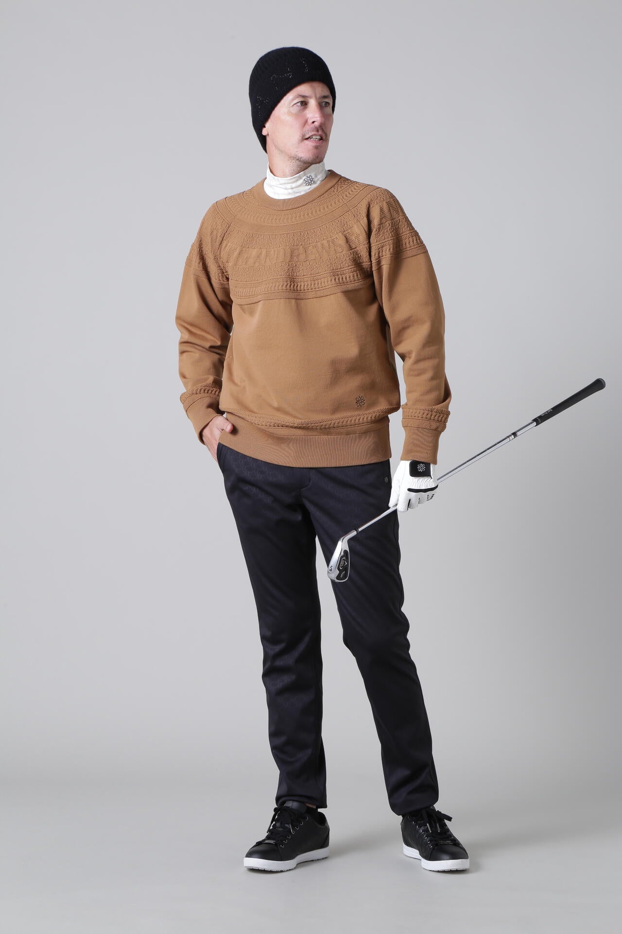 STAモノグラムプリント長袖ハイネックカットソー (MENS)