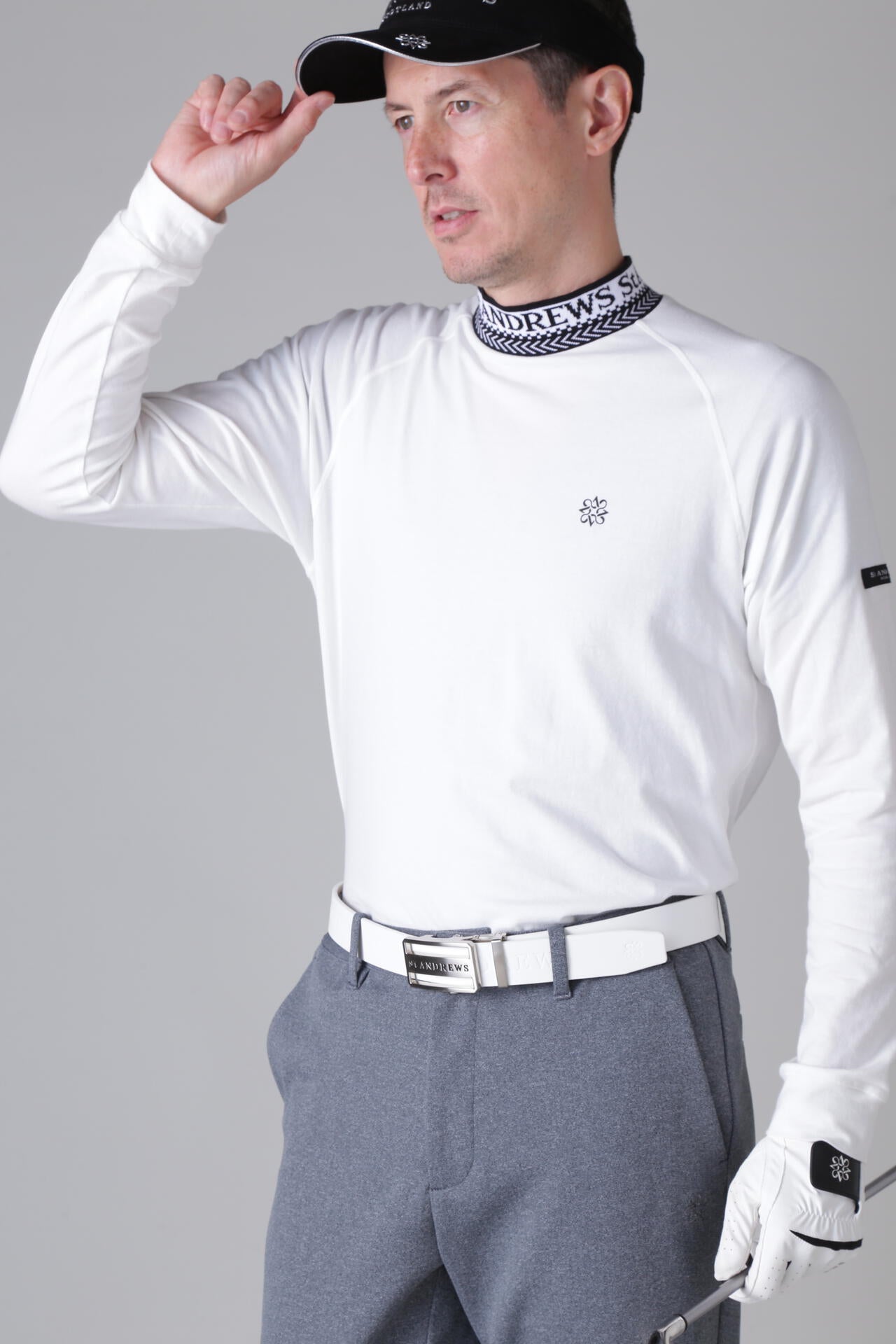 ベア天竺長袖ハイネックカットソー (MENS)