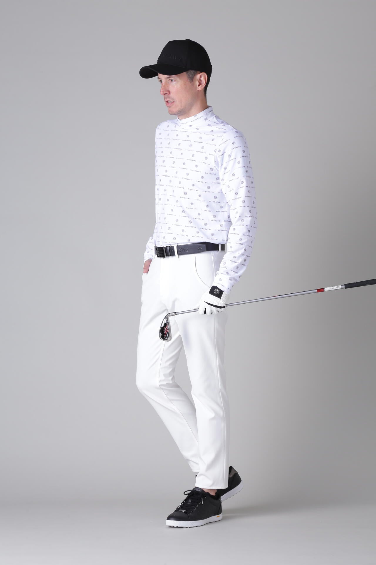 ベア天竺ケルトロゴプリント長袖ハイネックカットソー (MENS)