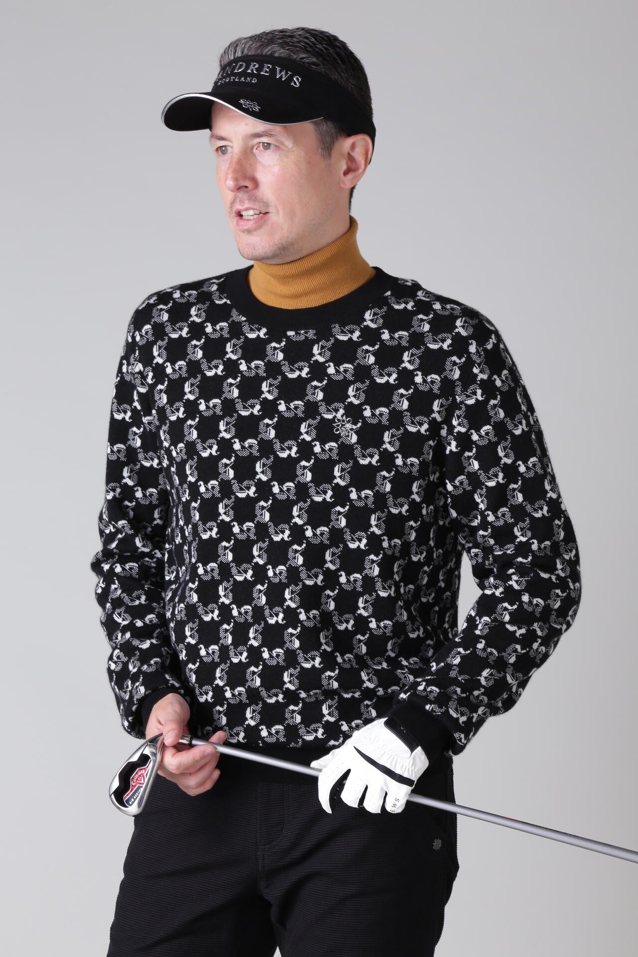 14Gオールドエスジャガード クルーネックニットプルオーバー (MENS)