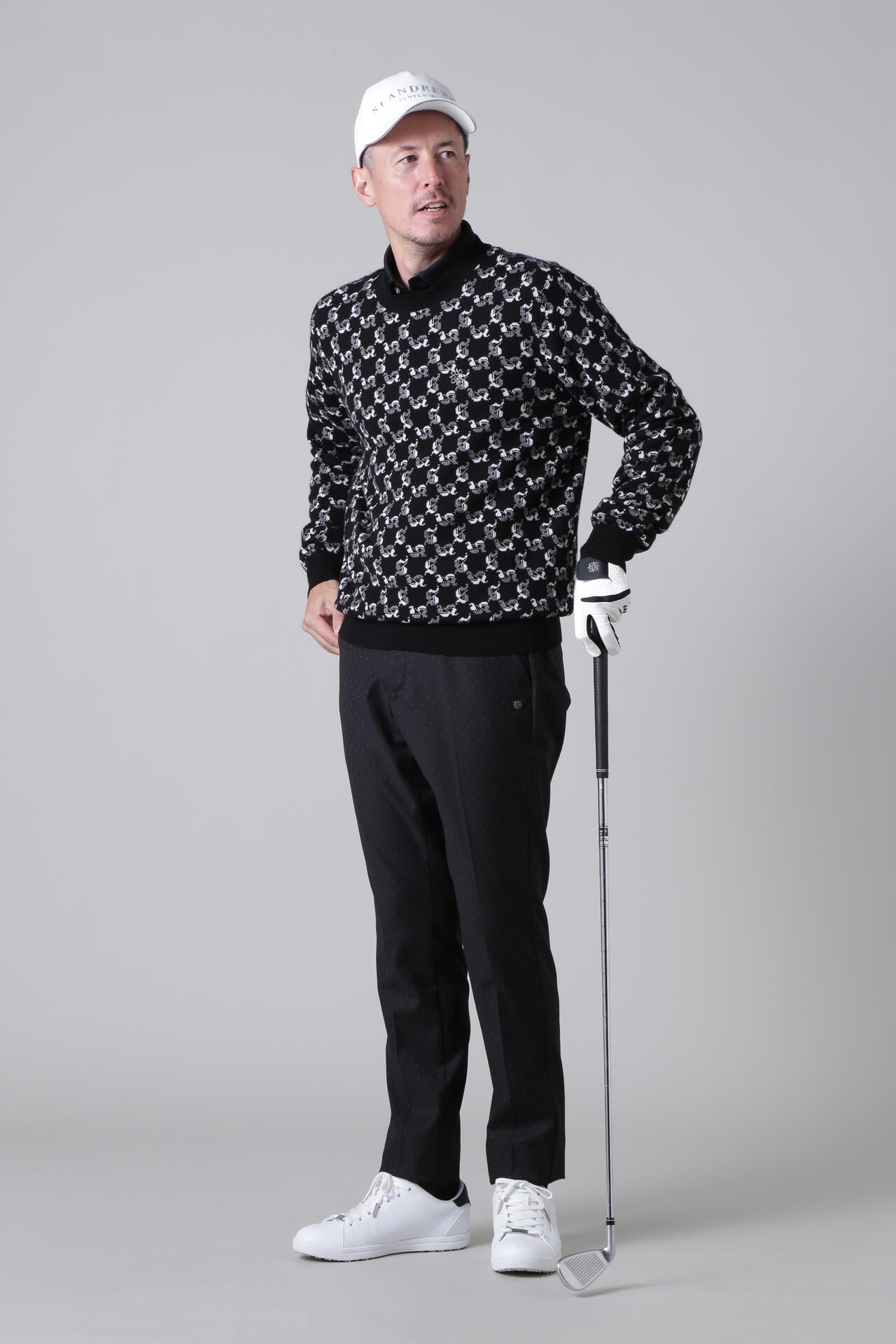 14Gオールドエスジャガード クルーネックニットプルオーバー (MENS)