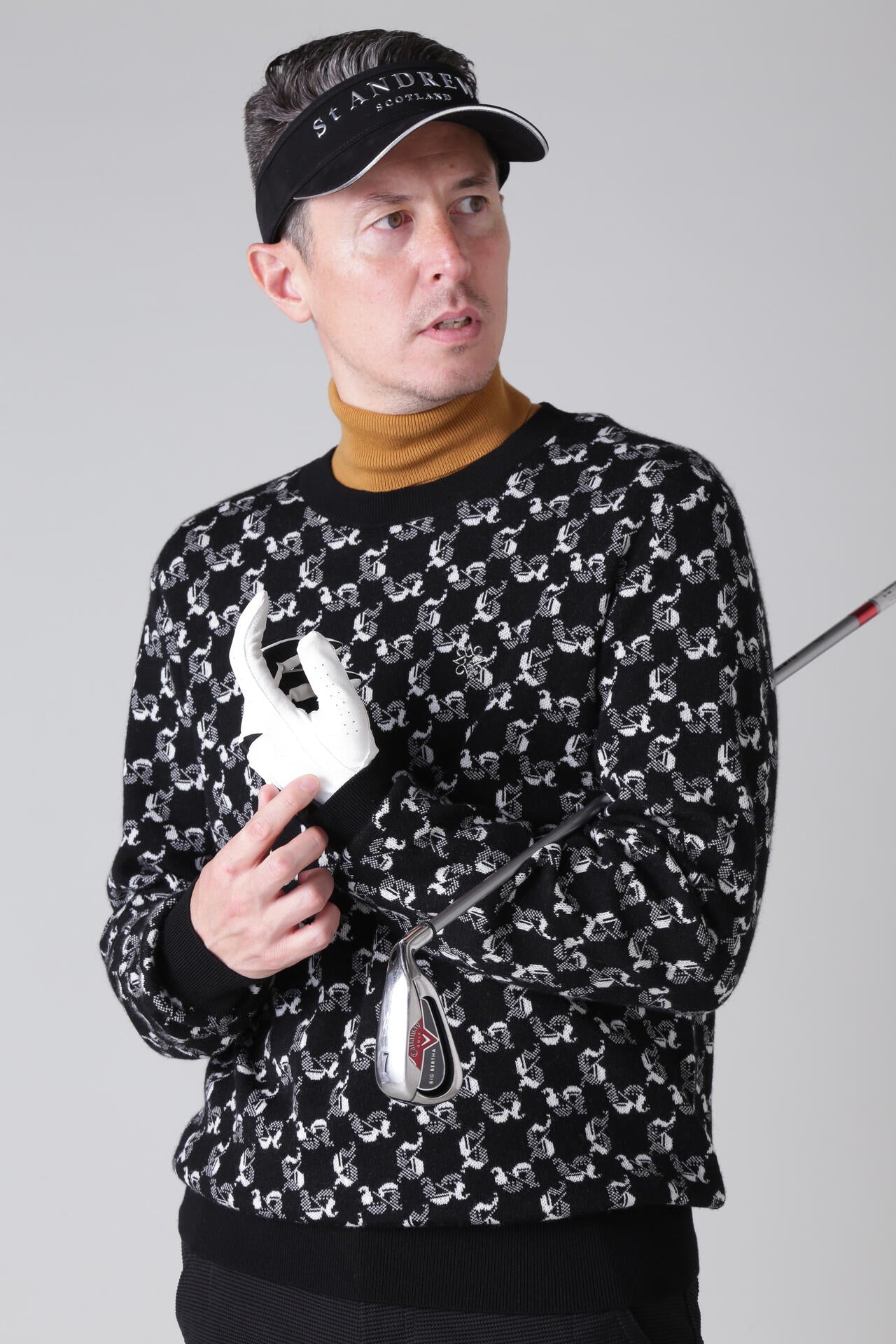 14Gオールドエスジャガード クルーネックニットプルオーバー (MENS)