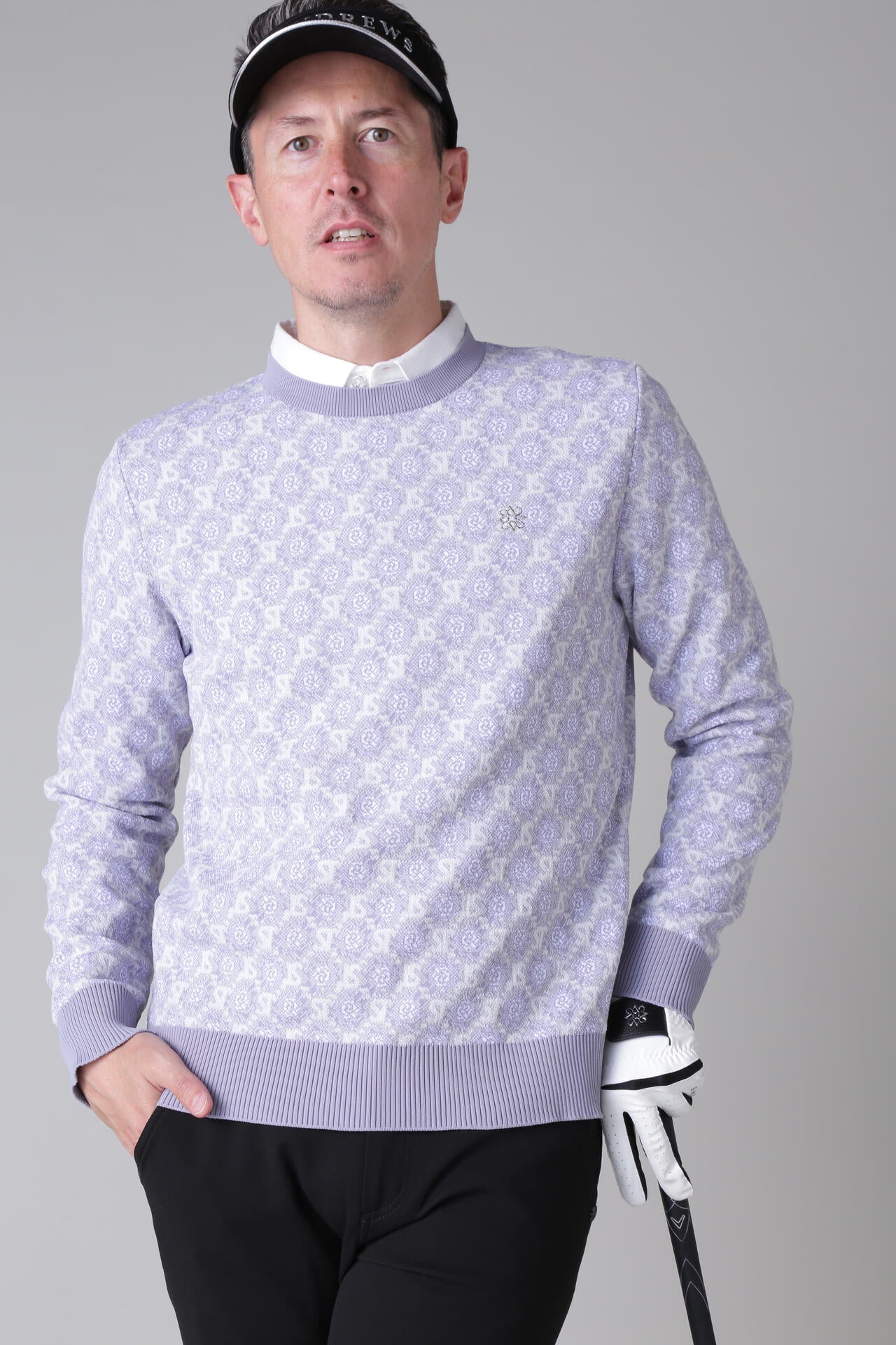 STボニースコットランドジャガード クルーネックニットプルオーバー (MENS)