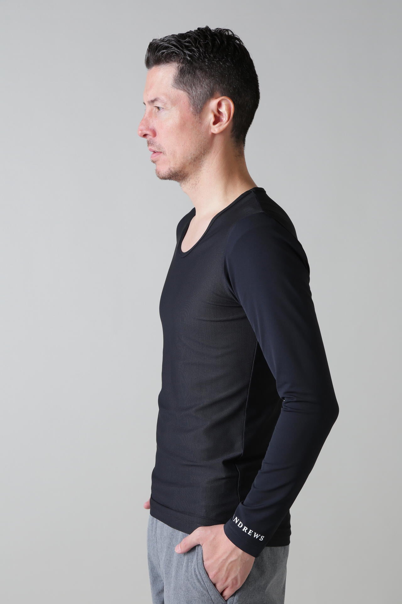 ツインコットンUV× SUNPROFITメッシュ長袖Uネックインナー (MENS)