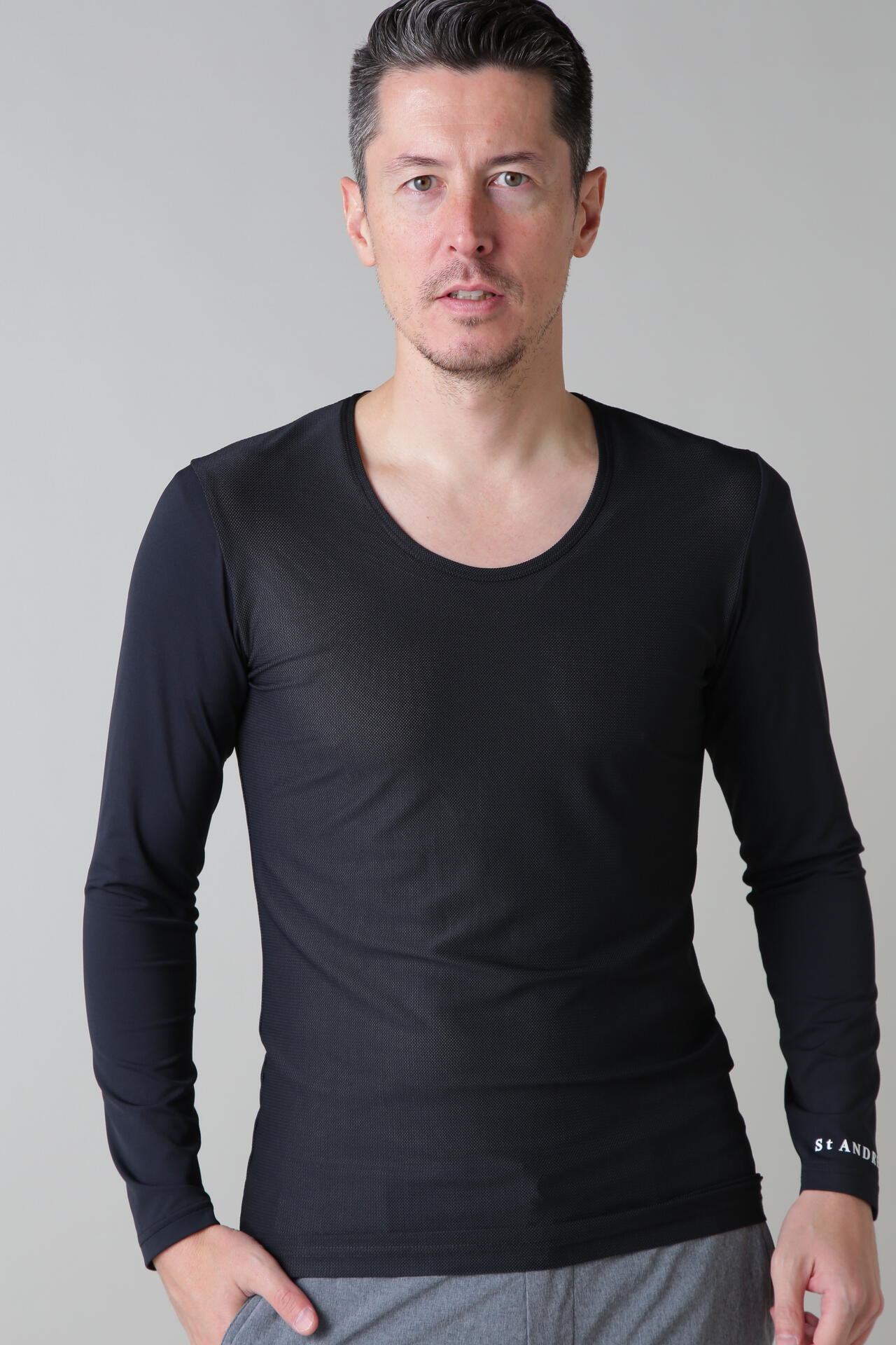ツインコットンUV× SUNPROFITメッシュ長袖Uネックインナー (MENS)