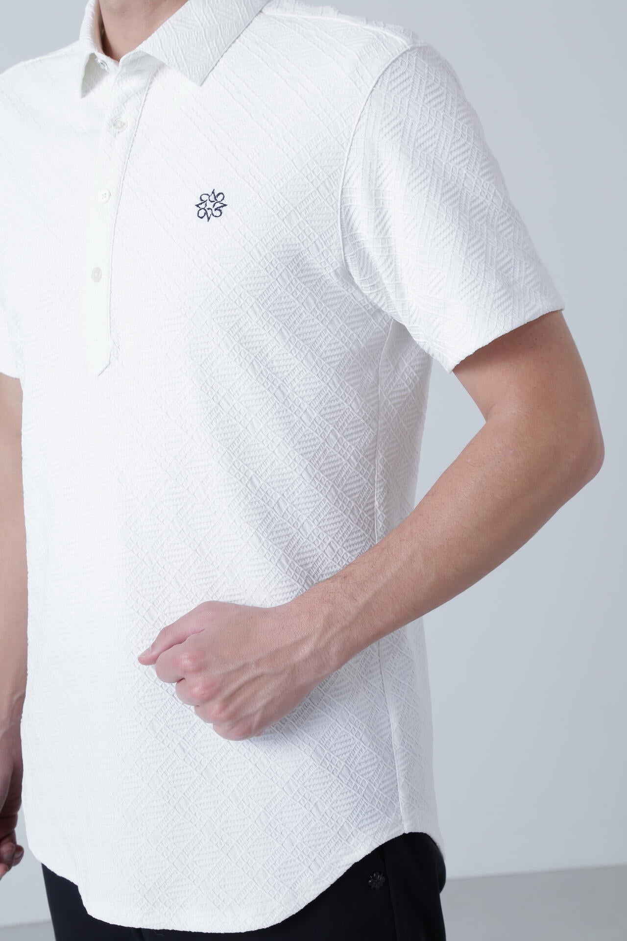 菱形ジャガード 半袖シャツ (MENS)