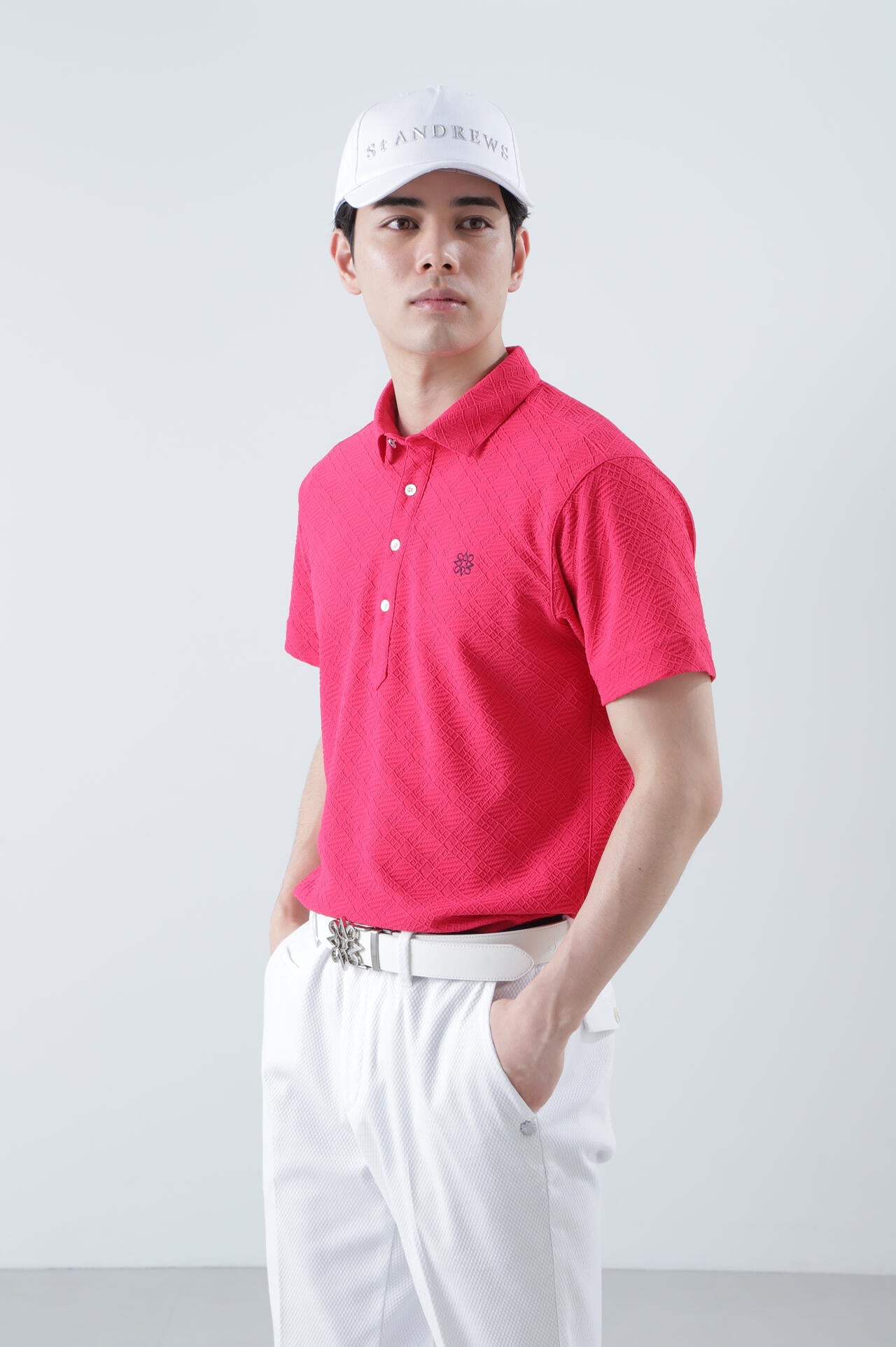 菱形ジャガード 半袖シャツ (MENS)