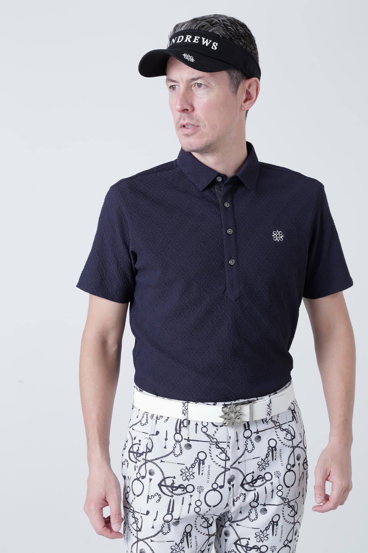 菱形ジャガード 半袖シャツ (MENS)