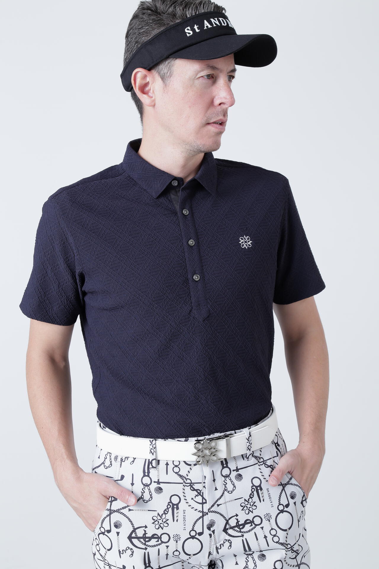 菱形ジャガード 半袖シャツ (MENS)