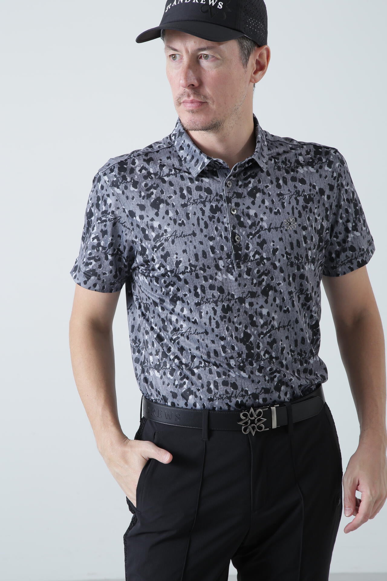 マリンシールプリント半袖ポロシャツ (MENS)