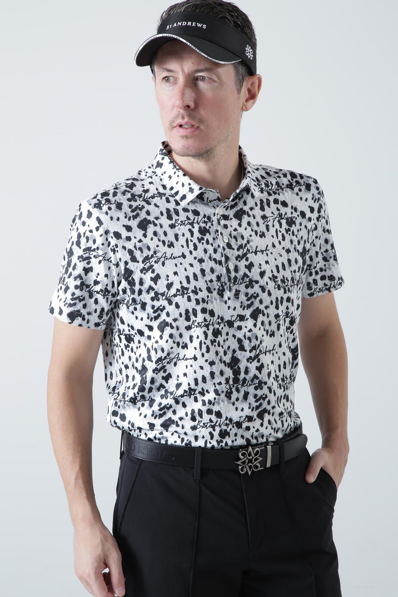 マリンシールプリント半袖ポロシャツ (MENS)