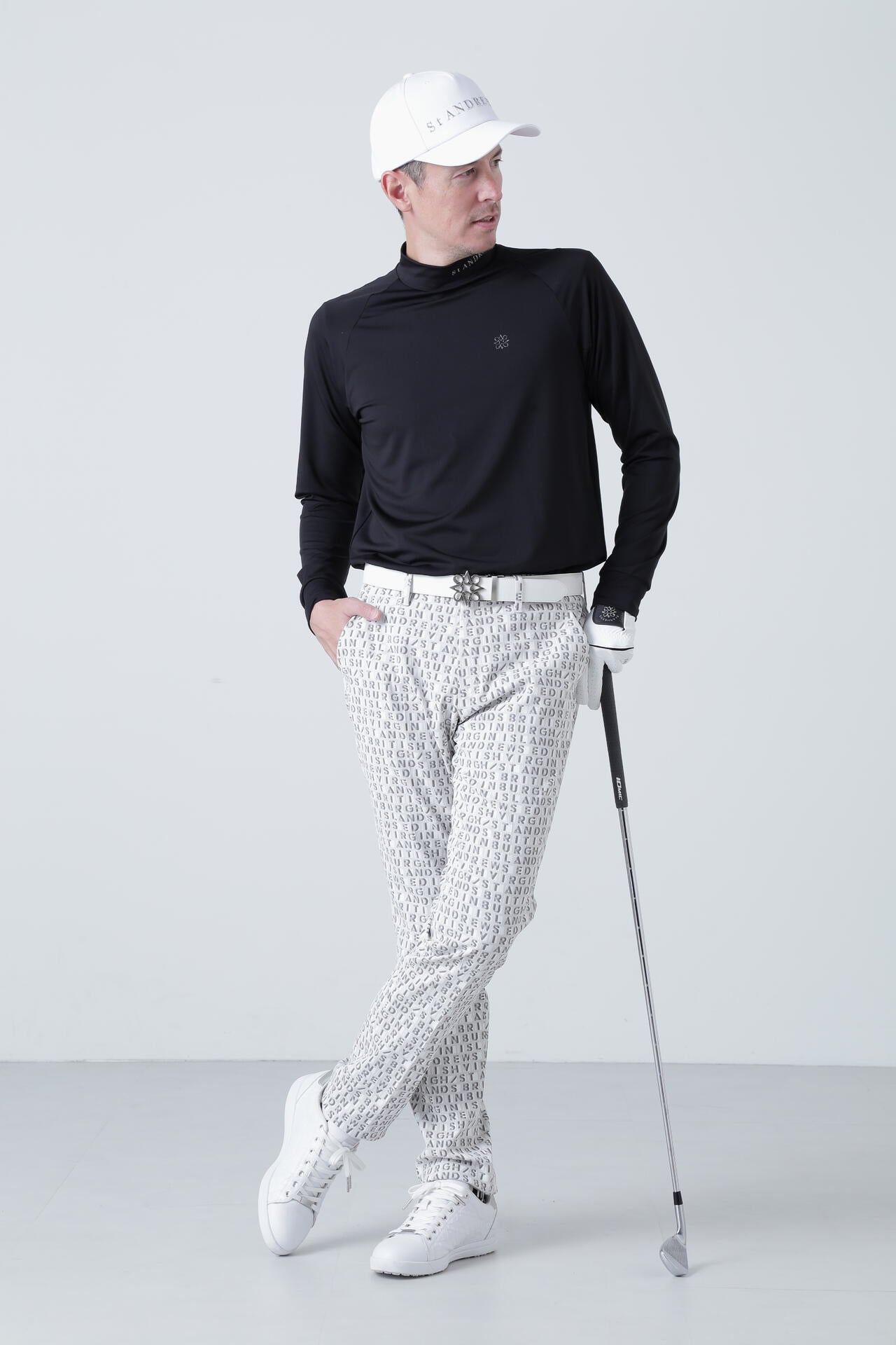 カチオンポリエステル ベア天竺 長袖ハイネック (MENS)