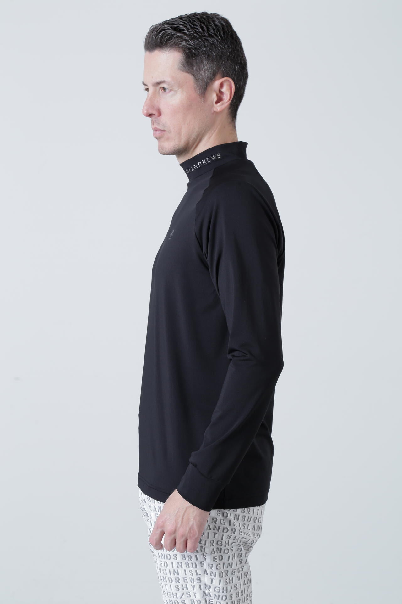 カチオンポリエステル ベア天竺 長袖ハイネック (MENS)
