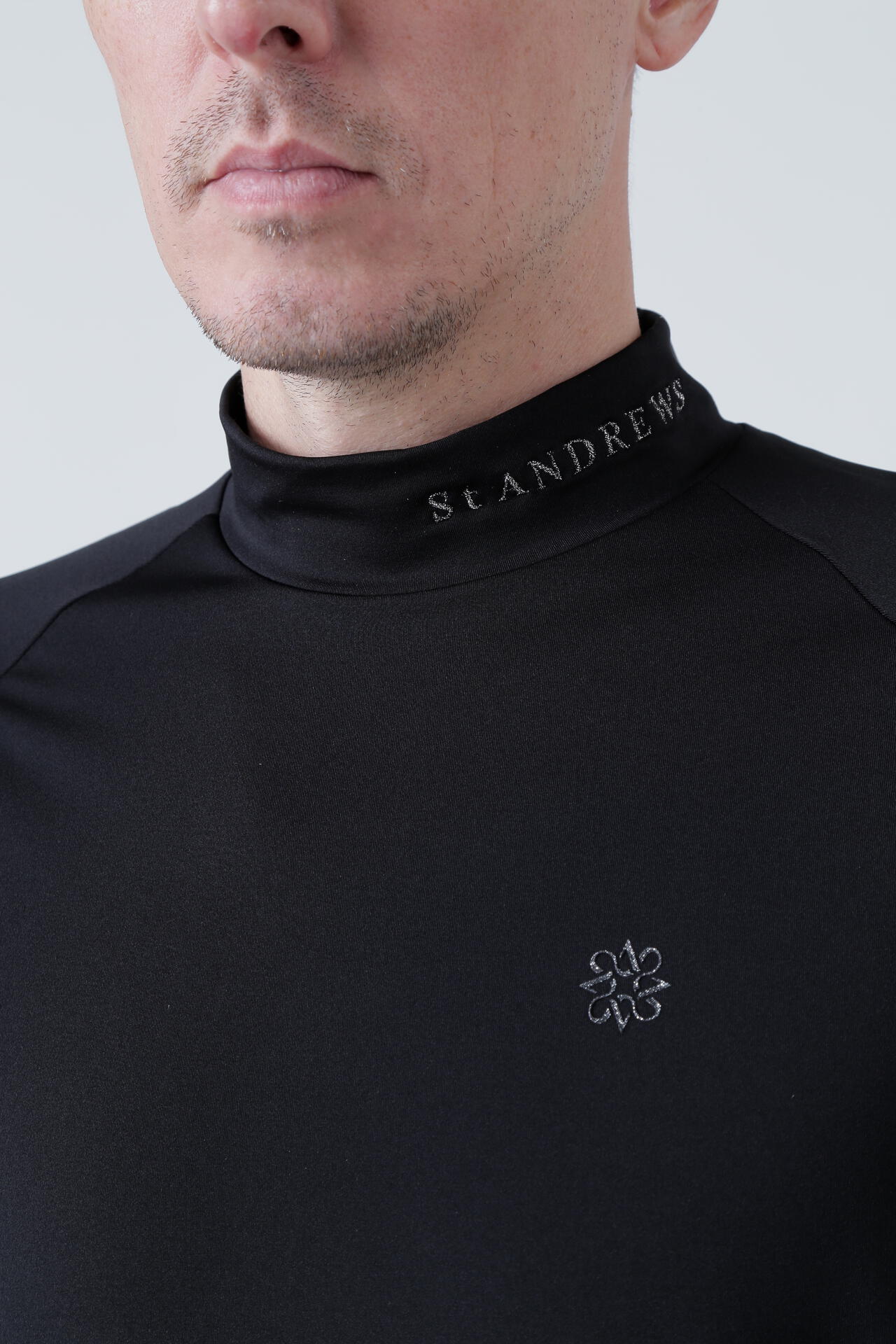カチオンポリエステル ベア天竺 長袖ハイネック (MENS)