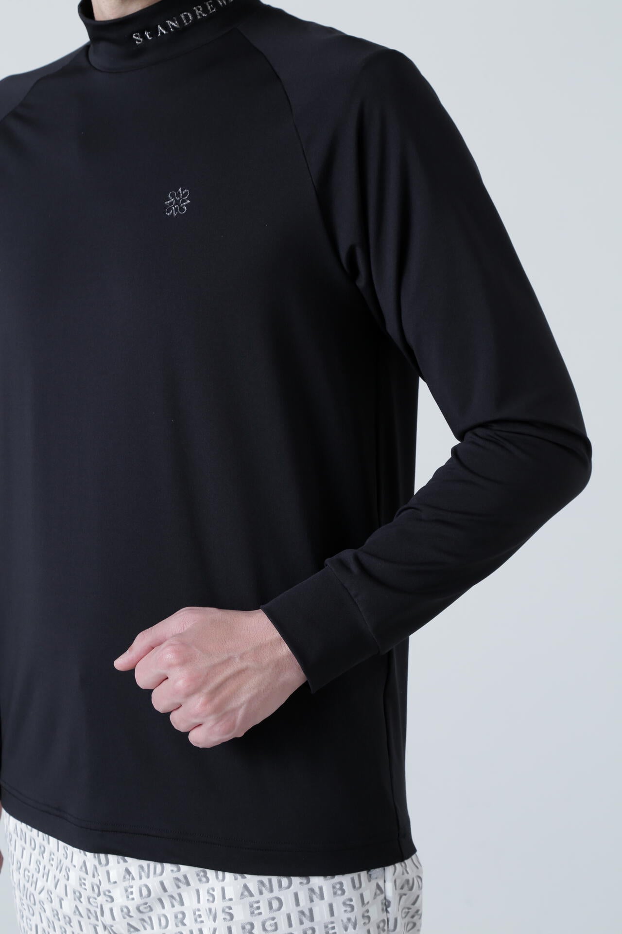 カチオンポリエステル ベア天竺 長袖ハイネック (MENS)