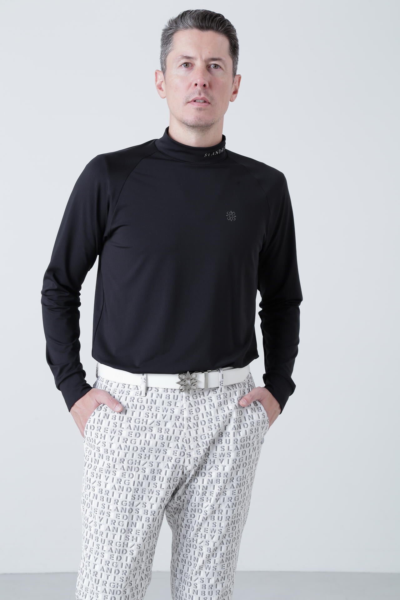カチオンポリエステル ベア天竺 長袖ハイネック (MENS)