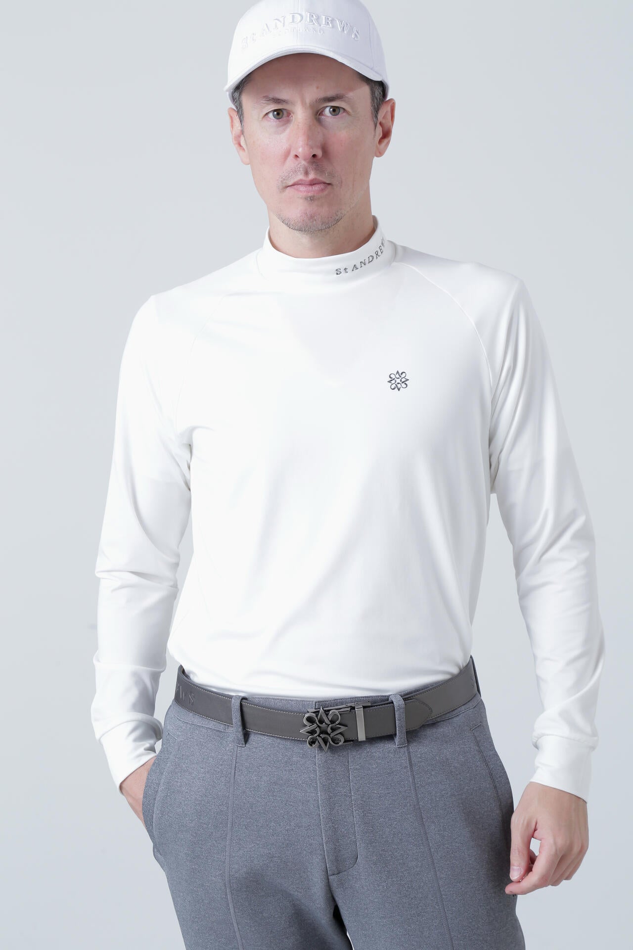 カチオンポリエステル ベア天竺 長袖ハイネック (MENS)