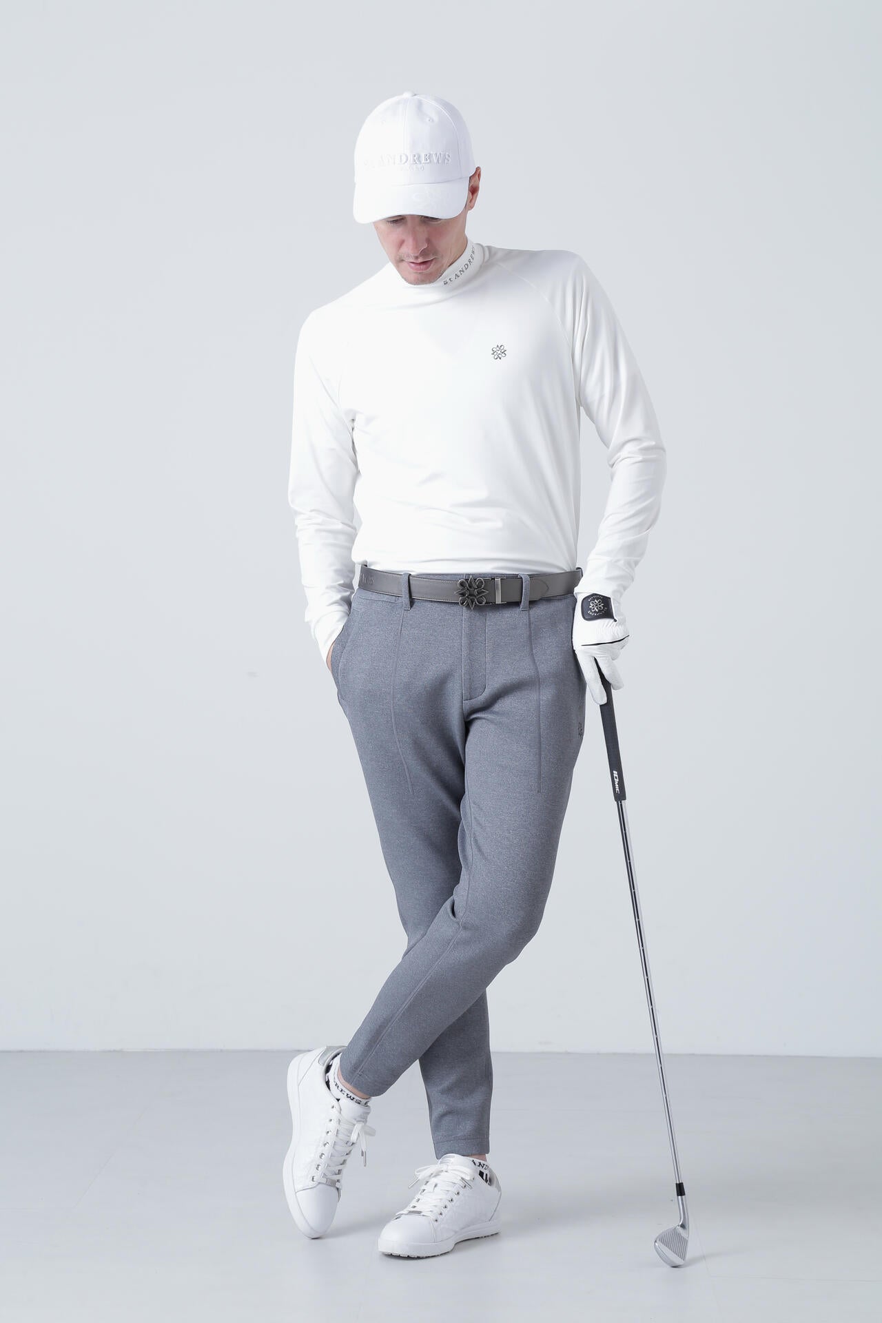 カチオンポリエステル ベア天竺 長袖ハイネック (MENS)