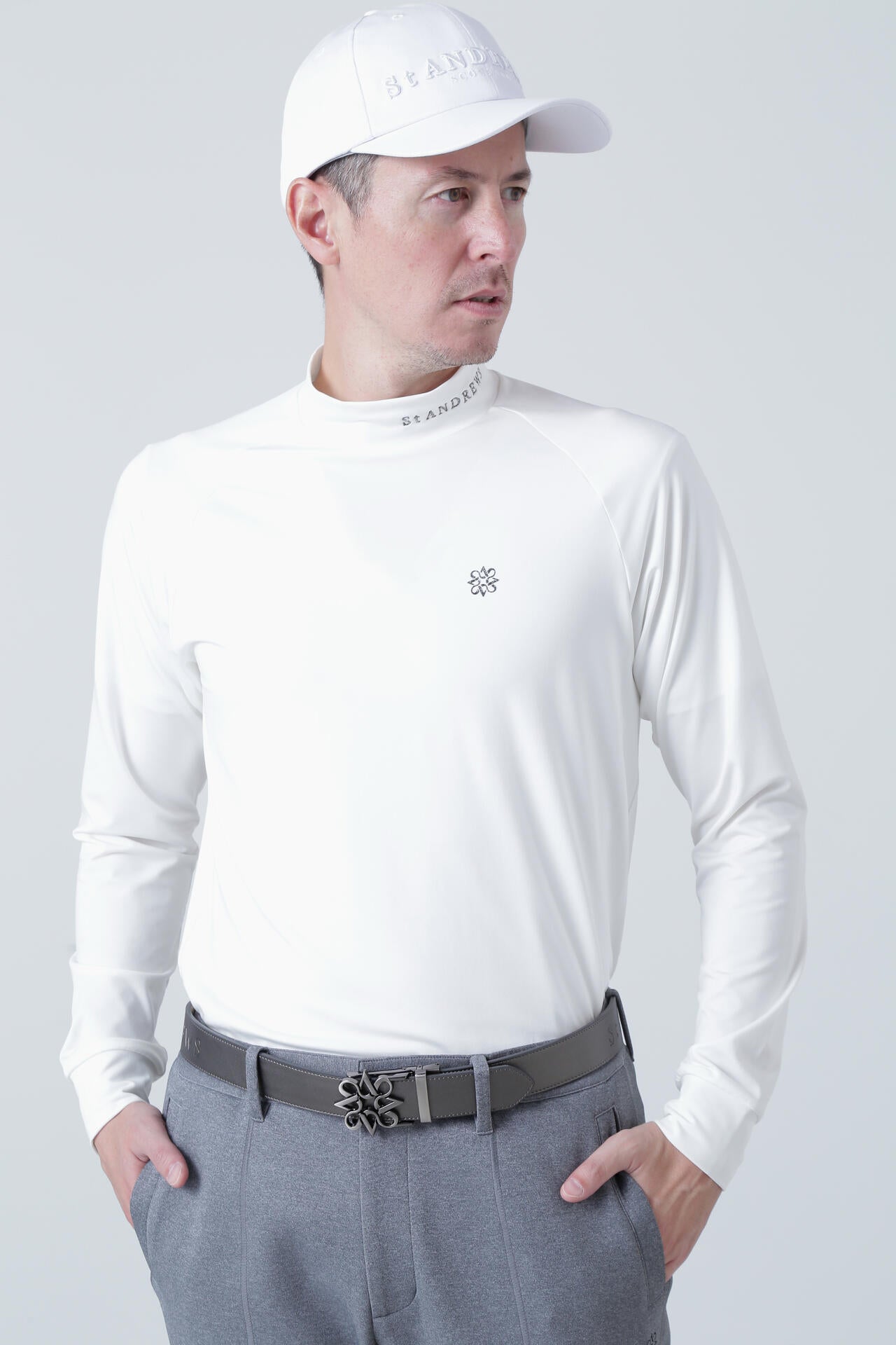 カチオンポリエステル ベア天竺 長袖ハイネック (MENS)